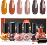 Modelones Nail Polish Set 6 Colors Autumn Brown Quick Dry Nail Varnish Metallic Gray Glitter Orange Manicure Diy Home Salon For Women