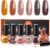 Modelones Nail Polish Set 6 Colors Autumn Brown Quick Dry Nail Varnish Metallic Gray Glitter Orange Manicure Diy Home Salon For Women