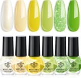 Modelones Nail Polish Set 6 Colors Yello Green Quick Dry Nail Varnish Set Manicure Diy Home Salon For Women