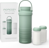 Momcozy 650ml Portable Breast Milk Cooler for Outdoor, Life Saver with 360 Total Cooling for 24 Hours, Larger Capacity Travel Breastmilk Chiller with 2pcs Baby Bottles for Breastmilk Storage, Green