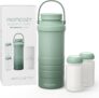 Momcozy 650ml Portable Breast Milk Cooler for Outdoor, Life Saver with 360 Total Cooling for 24 Hours, Larger Capacity Travel Breastmilk Chiller with 2pcs Baby Bottles for Breastmilk Storage, Green