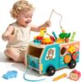 Montessori Toys for 1 2 3 Year Old Boys Girls Gifts,Wooden Educational Baby Toys for 2-5 Year Olds,(7 In 1) Xylophone & Magnetic Fishing Game for Kids-Christmas Easter Birthday Presents