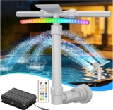 Mooroer Solar Pool Fountain with 9-Color LED Lights, Dual-Head Adjustable Waterfall Sprinkler, Cools Water 10-20F, Remote Control & Light Sensor for Above/Inground Pools, Relaxation & Party Decor