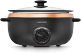 Morphy Richards 6.5L Sear and Stew Slow Cooker, Dishwasher Proof Non Stick Aluminum Pot, Cool Touch Handles, Matte Black and Rose Gold, 461016