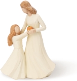 Mother and Daughter Figurines, Mom Birthday Gifts from Daughter, Mother of The Bride Gifts Holding Apple Statues for Mothers Day, Thanksgiving, Christmas
