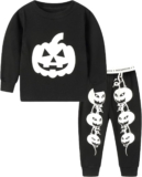 Mud Kingdom Halloween Outfits Boys Girls Pyjama Sets Kids Glow in The Dark 2-Piece Set Homewear Ages 12 Months-10 Years