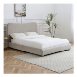 Myla Natural King Size Chenille Upholstered Bed Frame with Headboard