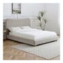 Myla Natural King Size Chenille Upholstered Bed Frame with Headboard