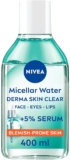 NIVEA Derma Skin Clear Serum-Infused Micellar Water (400ml), Face Cleanser for Blemish-Prone Skin, Makeup Remover Featuring 5% Serum with PHA, Salicylic Acid, and Niacinamide