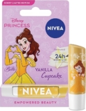 NIVEA Disney Princess Belle Limited Edition Vanilla Cupcake Lip Balm (4.8g), Unique Disney Princess Inspired Lip Balm for Kids, Contains Moisturising Shea Butter for 24 Hour Moisture