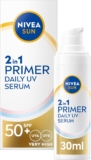 NIVEA SUN UV 2in1 Primer Daily UV Serum SPF50 (30ml), Frangrance-Free Sunscreen with High SPF, Ideal as Makeup Base, Moisturising Formula with Hyaluron, No White Cast
