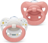 NUK Signature Baby Dummy 0-6 Months Soothes 95% of Babies Heart-Shaped BPA-Free Silicone Soothers Includes Case Pink Hearts 2 Count