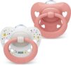NUK Signature Baby Dummy 0-6 Months Soothes 95% of Babies Heart-Shaped BPA-Free Silicone Soothers Includes Case Pink Hearts 2 Count