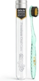 Nano-b Manual Toothbrush for Adults with Sensitive Gums, Gold & Charcoal Soft/Medium Bristles, Travel Case, Green