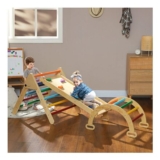 Natural AIYAPLAY 5-in-1 Toddler Climbing Frame with Ramp and Arch