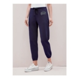 Navy Blue Cuffed Logo Fleece Joggers