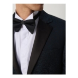 Navy Blue Slim Fit Jacquard Pattern Tuxedo Suit Jacket