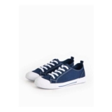 Navy Canvas Lace-up Trainers