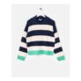 Navy & Cream Striped Collared Knitted Jumper