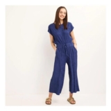 Navy Cropped Plisse Pants