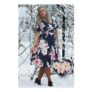 Navy Floral Petal Sleeve Tea Dress