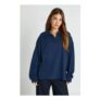 Navy Heavy Cotton Button-Detail Rugby Top
