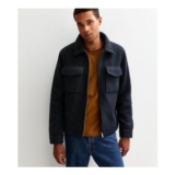 Navy Regular Fit Boucle Texture Jacket