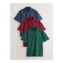 Navy/Red/Green Geo Printed Short Sleeve Jersey Polo Shirts 3 Pack
