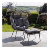 Nestara Standing Egg Chair and Stool – Grey on Grey