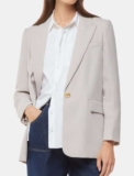 Neutral Crepe Boyfriend Blazer