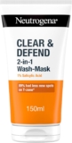 Neutrogena Clear & Defend 2 in 1 Wash-Mask (1x 150ml), Purifying Face Wash and Clay Mask for Oily, Spot-Prone Skin, Face Wash Mask with 1% Salicylic Acid for Clearer Skin and to Help Prevent Breakouts