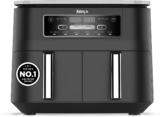 Ninja Foodi Dual Zone Digital Air Fryer, 2 Drawers, 7.6L, 6-in-1, Uses No Oil, Air Fry, Max Crisp, Roast, Bake, Reheat, Dehydrate, Cooks 4-6 Portions, Non-Stick, Dishwasher Safe Baskets, Black AF300UK