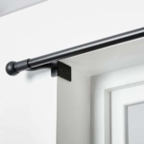 No Drills Extendable Metal Eyelet Curtain Pole in Black / Chrome / Silver / White 70-120cm (free C&C)