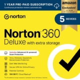 Norton 360 Deluxe with Extra Storage, 50 GB Extra Cloud Backup, Antivirus Software for 5 Devices 1 year Sub – Amazon Media EU S.à r.l.