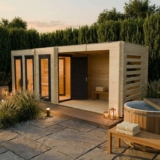 Novi Outdoor Sauna With Changing Room and Large Veranda Inc Heater & Free Paint – W/Code