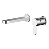 Nuie Chrome Wall Mounted 2 Tap Hole Basin Mixer