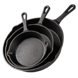 Nuovva 3pcs Cast Iron Skillet Set Pre-Seasoned Cast Iron Pans – with voucher