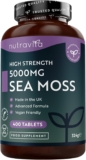 Nutravita 5000mg Sea Moss Tablets – 400 Irish Sea Moss Vegan Supplements for 6.5 Months of Supply, Contributes to Normal Energy-Yielding Metabolism, Skin & Cognitive Function (EFSA) Made in the UK