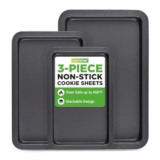 NutriChef 3-Piece Nonstick Oven Tray Set, Carbon Steel