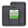 NutriChef 3-Piece Nonstick Oven Tray Set, Carbon Steel
