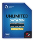 O2 Global Data Sim Preloaded for 1 Month 25GB Europe & USA Roaming Unlimited UK Data (£35.99 Select Accounts)