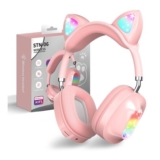 OHAANYY STN06 Bluetooth 5.0 Cat-Ear Headphones, Pink