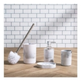 OHS 4-Piece Marble Ribbed Bathroom Accessories Set – Grey/White