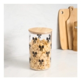OHS Bow Plastic round Storage Container with Bamboo Lid (Clear/Black)