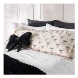 OHS Bow Print Frill Edge Bolster Pillow – Monochrome