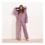 OHS Check Print Piped Jersey Pyjama Set Pink/Burgundy