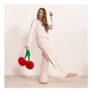 OHS Cherry Print Lettuce-Edge Pyjama Set White