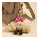 OHS Chloe The Bow Croissant Keyring – Natural/Hot Pink