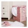 OHS Crushed Velvet Foldable Laundry Basket Blush