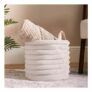OHS Faux Fur Ribbed Storage Basket Natural